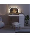 Toeletta da trucco Avien bianco e rovere con specchio e luci LED 105x51.5x131H