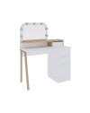 Toeletta da trucco Avien bianco e rovere con specchio e luci LED 105x51.5x131H