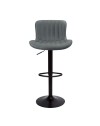 Sgabello regolabile con seduta in ecopelle grigio e base in metallo nero Snas