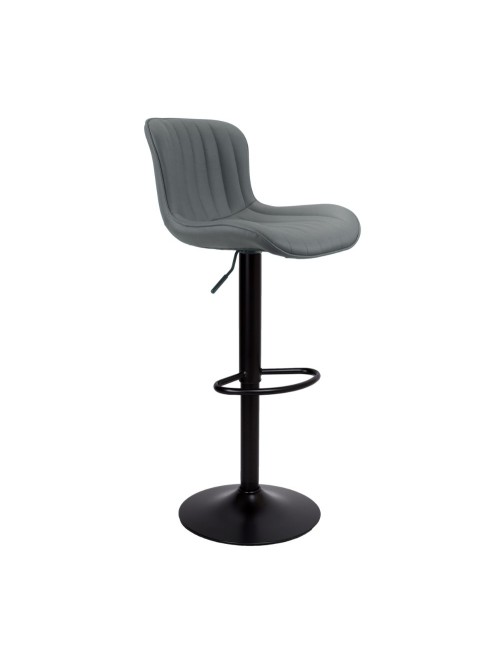Sgabello regolabile con seduta in ecopelle grigio e base in metallo nero Snas