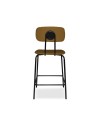 Sgabello Glami con struttura in metallo nero e seduta in pvc effetto cuoio brown