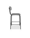 Sgabello Glami con struttura in metallo nero e seduta in pvc effetto cuoio grigio