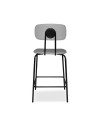 Sgabello Glami con struttura in metallo nero e seduta in pvc effetto cuoio grigio