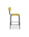 Sgabello Glami con struttura in metallo nero e seduta in pvc effetto cuoio giallo