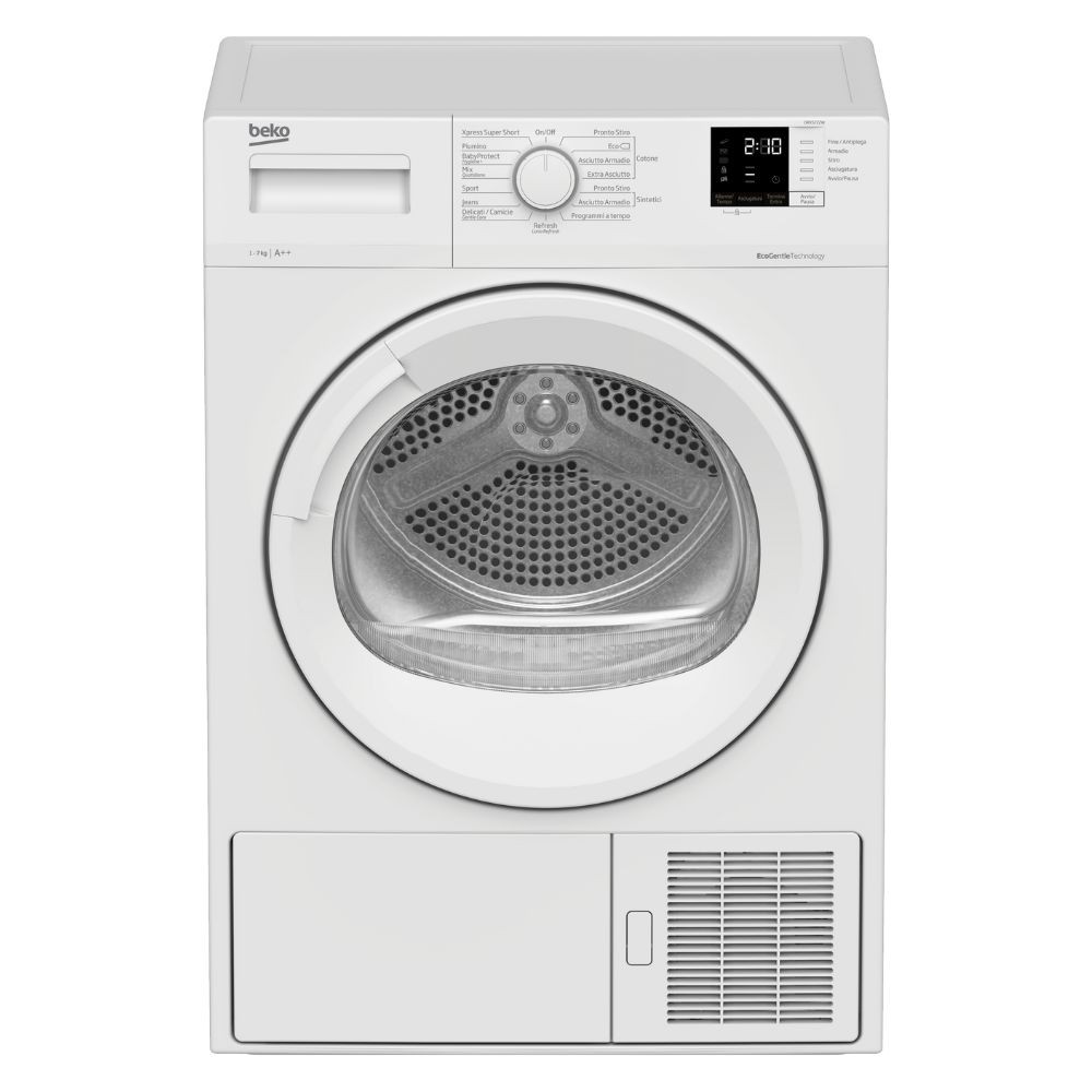 Asciugatrice slim Beko DRXS722W 7 kg pompa di calore colore bianco classe A++
