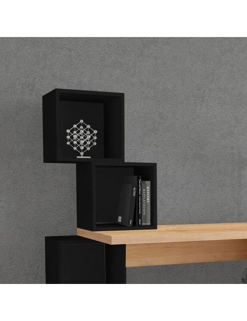Scrivania con libreria Balance 153,5x60x140 colore rovere e nero