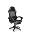 Sedia gaming Gandi con poggiapiedi estensibile e schienale in rete nero
