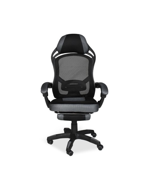 Sedia gaming Gandi con poggiapiedi estensibile e schienale in rete nero