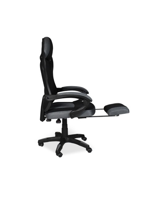 Sedia gaming Gandi con poggiapiedi estensibile e schienale in rete nero