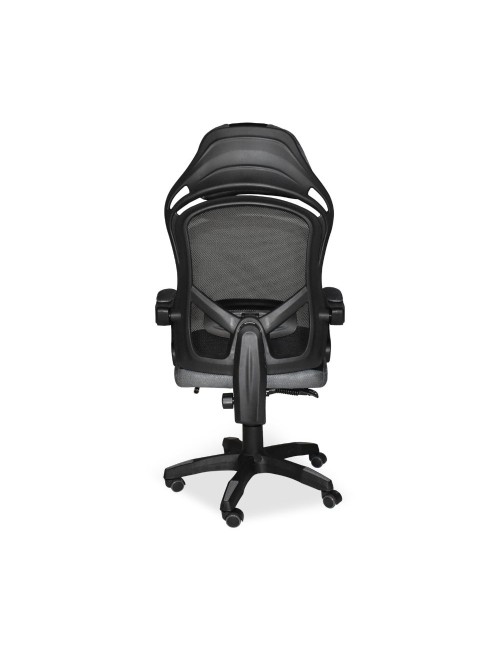 Sedia gaming Gandi con poggiapiedi estensibile e schienale in rete nero