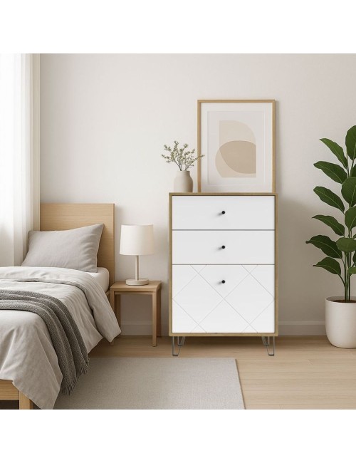 Cassettiera 2 cassetti e anta BolloBO18 63.4x40x95.55H colore rovere bianco