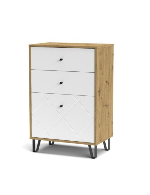 Cassettiera 2 cassetti e anta BolloBO18 63.4x40x95.55H colore rovere bianco