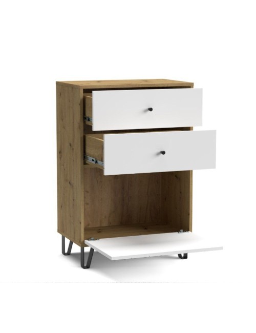Cassettiera 2 cassetti e anta BolloBO18 63.4x40x95.55H colore rovere bianco