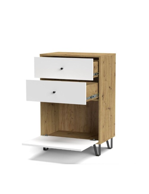 Cassettiera 2 cassetti e anta BolloBO18 63.4x40x95.55H colore rovere bianco
