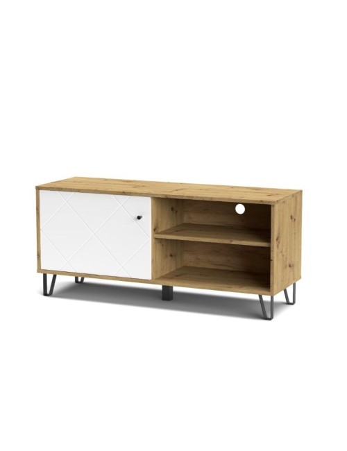 Mobile porta Tv 1 anta e vano a giorno BolloBO01B 123x40x55H colore rovere bianco