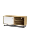 Mobile porta Tv 1 anta e vano a giorno BolloBO01B 123x40x55H colore rovere bianco