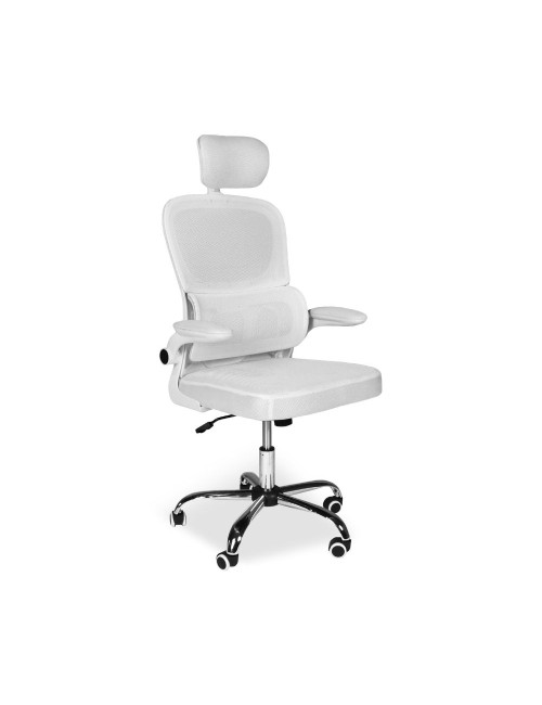 Poltrona ufficio ergonomica con ruote Vibes in rete bianca con base cromata