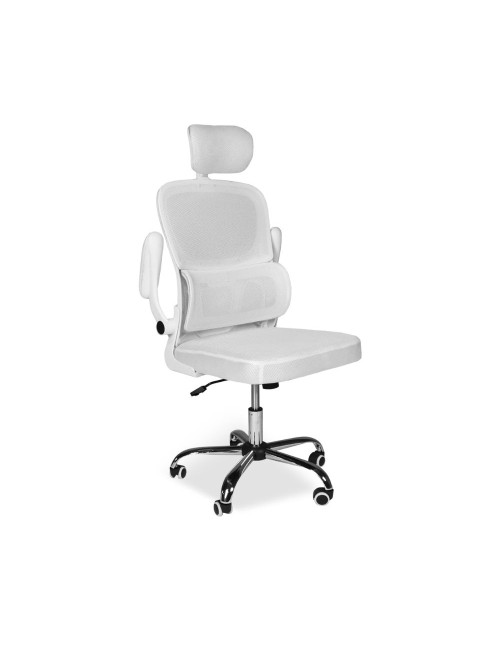 Poltrona ufficio ergonomica con ruote Vibes in rete bianca con base cromata