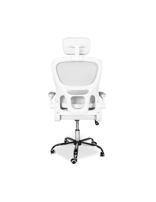Poltrona ufficio ergonomica con ruote Vibes in rete bianca con base cromata
