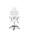 Poltrona ufficio ergonomica con ruote Vibes in rete bianca con base cromata
