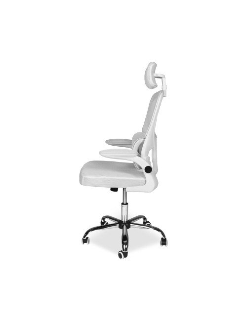 Poltrona ufficio ergonomica con ruote Vibes in rete bianca con base cromata