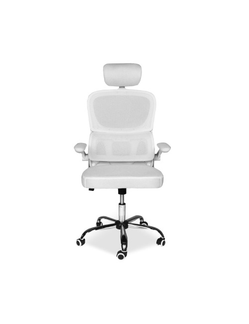 Poltrona ufficio ergonomica con ruote Vibes in rete bianca con base cromata