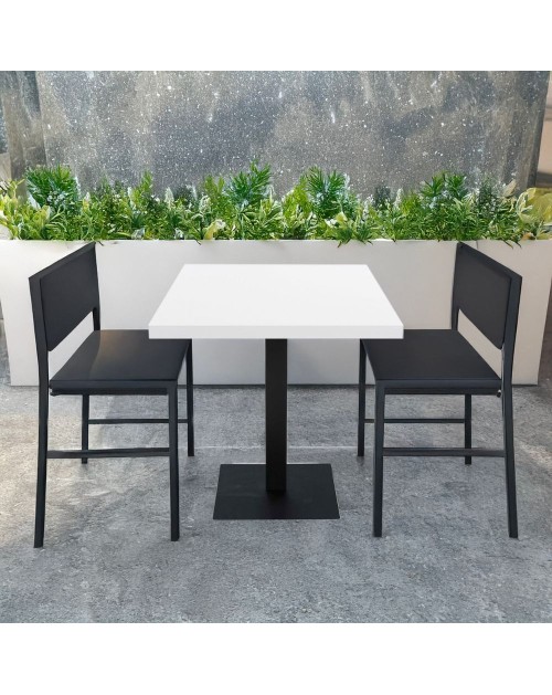 Tavolo quadrato Key 80x80 con base in metallo nera e piano bianco