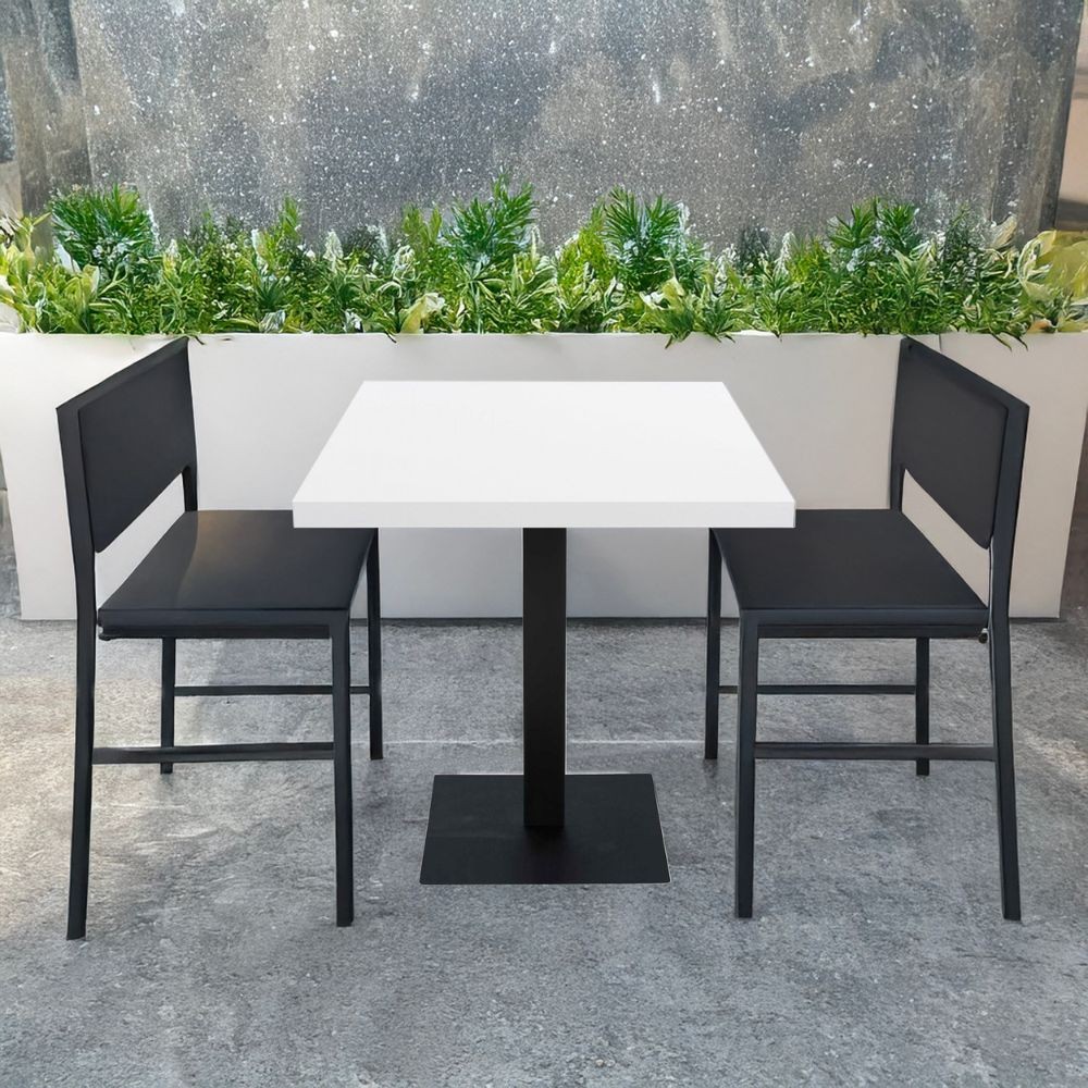 Tavolo quadrato Key 80x80 con base in metallo nera e piano bianco