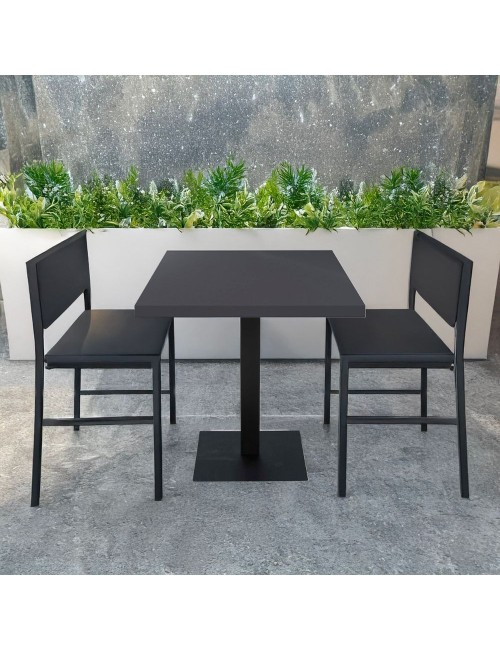Tavolo quadrato Key 80x80 con base in metallo nera e piano antracite