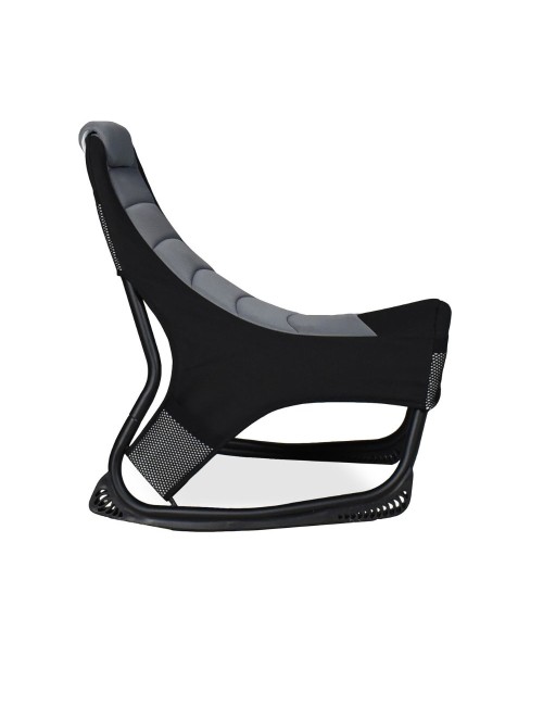 Sedia gaming Rocky in tessuto bicolore con base curva – Nero e Grigio