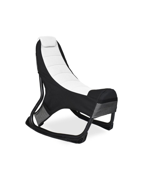 Sedia gaming Rocky in tessuto bicolore con base curva – Nero e bianco