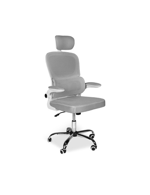 Poltrona ufficio ergonomica con ruote Vibes in rete grigio con base cromata