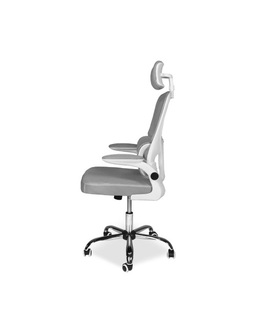 Poltrona ufficio ergonomica con ruote Vibes in rete grigio con base cromata