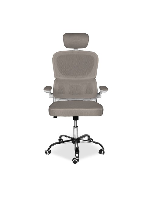 Poltrona ufficio ergonomica con ruote Vibes in rete tortora con base cromata