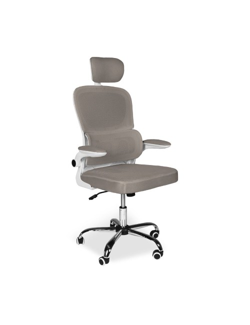 Poltrona ufficio ergonomica con ruote Vibes in rete tortora con base cromata