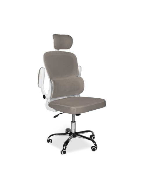 Poltrona ufficio ergonomica con ruote Vibes in rete tortora con base cromata