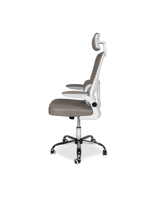 Poltrona ufficio ergonomica con ruote Vibes in rete tortora con base cromata