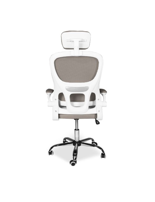 Poltrona ufficio ergonomica con ruote Vibes in rete tortora con base cromata