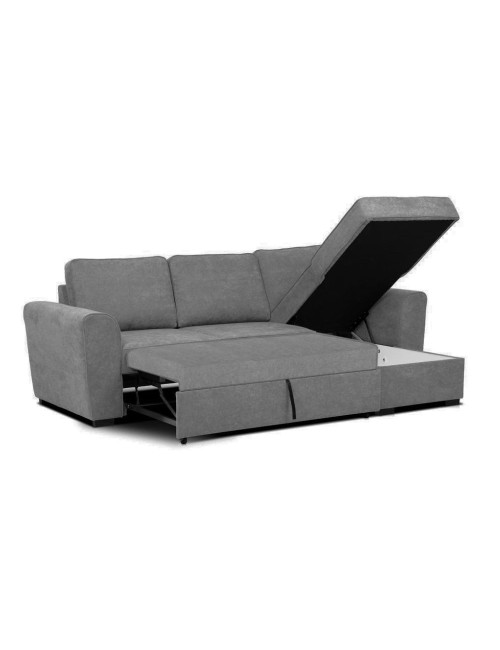 Divano letto penisola Reversibile Aston con contenitore in tessuto grigio 251.5x159.5x86H