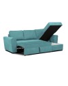 Divano letto penisola Reversibile Aston con contenitore in tessuto turchese 251.5x159.5x86H
