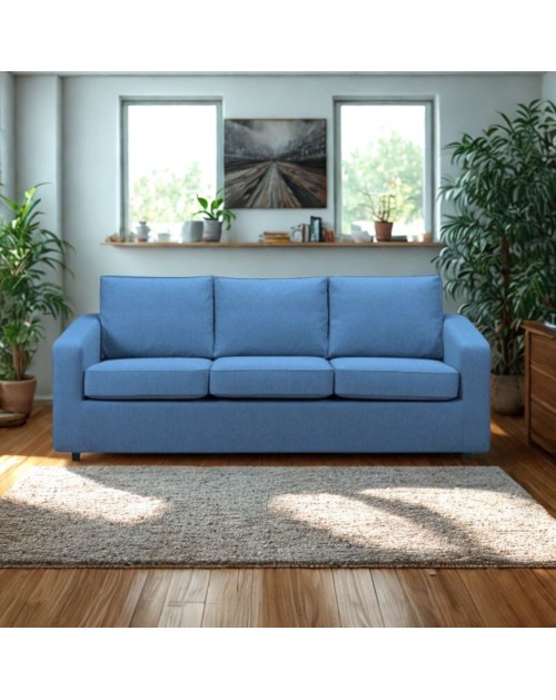 Divano 3 posti Mestre in tessuto blu oceano antimacchia e antifiamma 205x86x83H