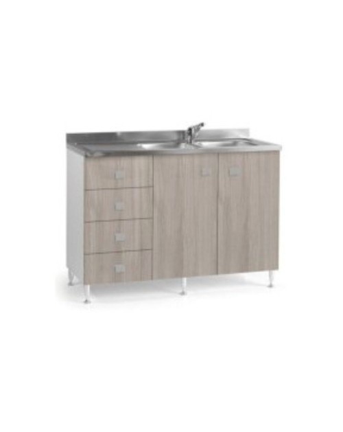 Base lavello con cassettiera sinistra olmo con lavello 120x50x87H