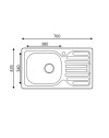 Lavello incasso cucina acciaio 76x43.5 una vasca e gocciolatoio sinistro SA07SX Samet