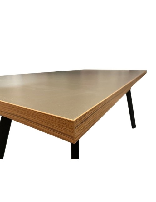 Tavolo fisso Marburg 160x80x74H con Piano Cacao e bordo legno e struttura in acciaio antracite