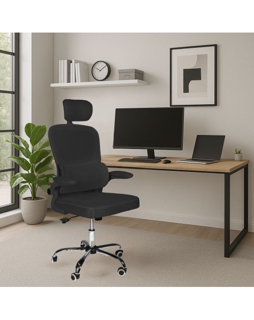 Poltrona ufficio ergonomica con ruote Vibes in rete nero con base cromata
