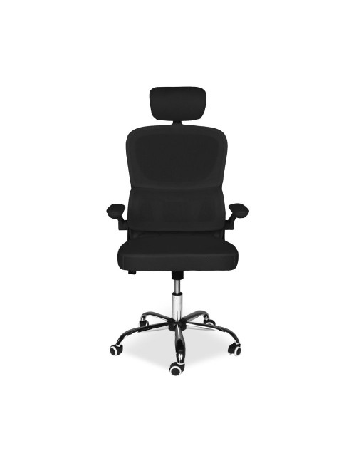 Poltrona ufficio ergonomica con ruote Vibes in rete nero con base cromata