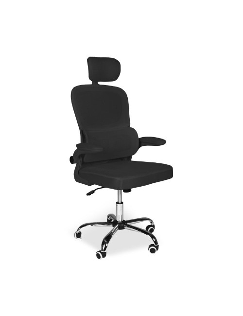 Poltrona ufficio ergonomica con ruote Vibes in rete nero con base cromata