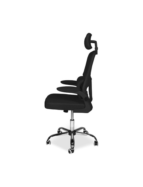 Poltrona ufficio ergonomica con ruote Vibes in rete nero con base cromata