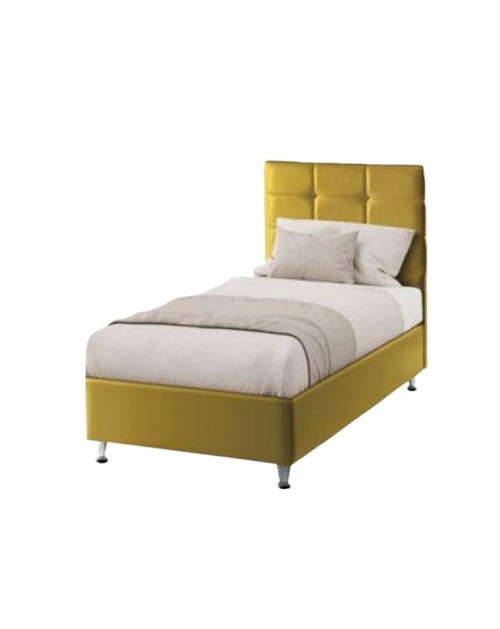 Letto singolo contenitore velluto senape Nova 92x206x120H