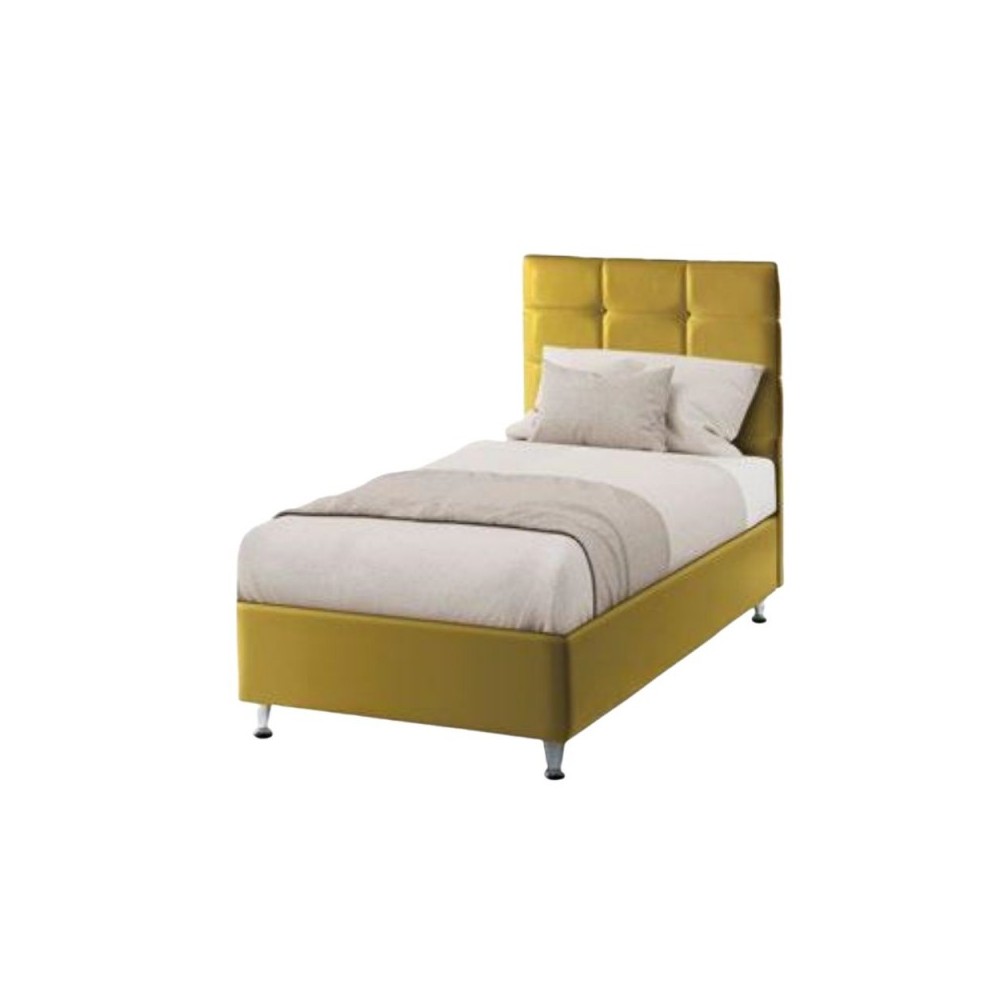 Letto singolo contenitore velluto senape Nova 92x206x120H